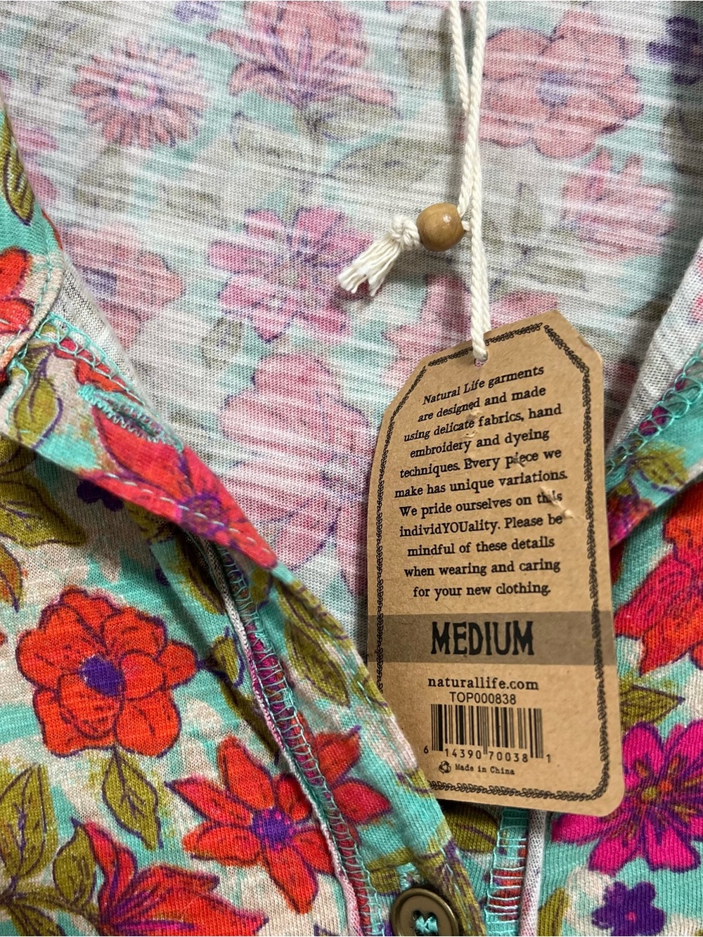 Natural Life Colorful Floral Boho Button Front Dress - Picture 4 of 6